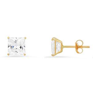 Real 10k Gold Diamond Stud Earrings - 2.50 CTW